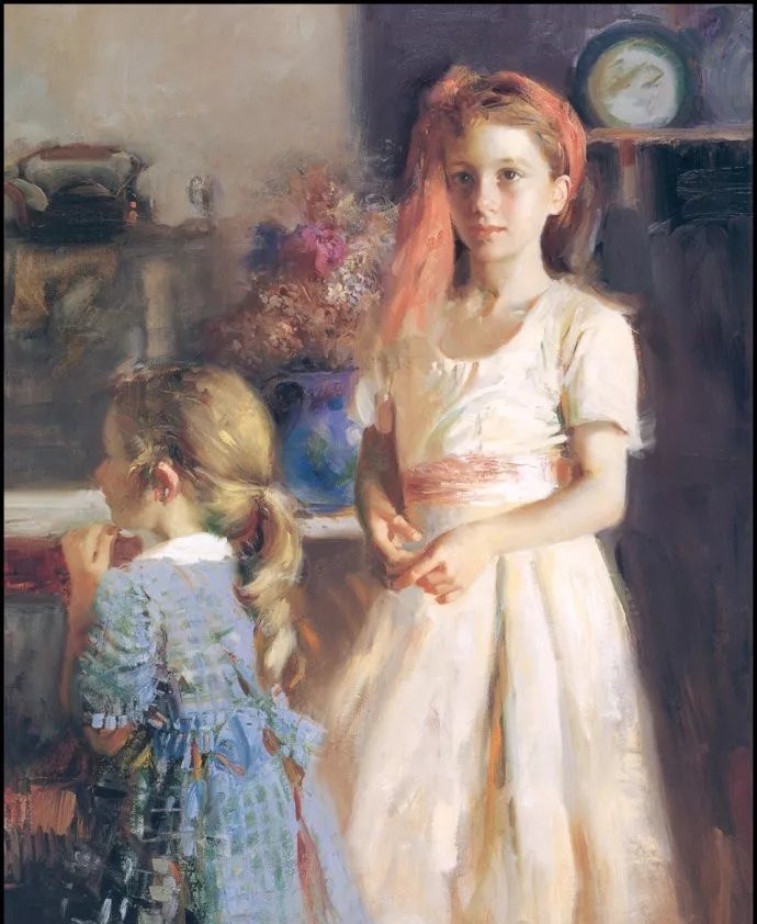 人物#皮诺德埃尼的油画人物，色彩斑斓，动静结合，光彩照人