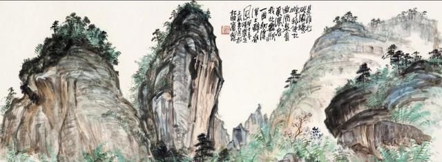 他的山水画——极简的直线为骨,极繁的渲染为体,苍润氤氲