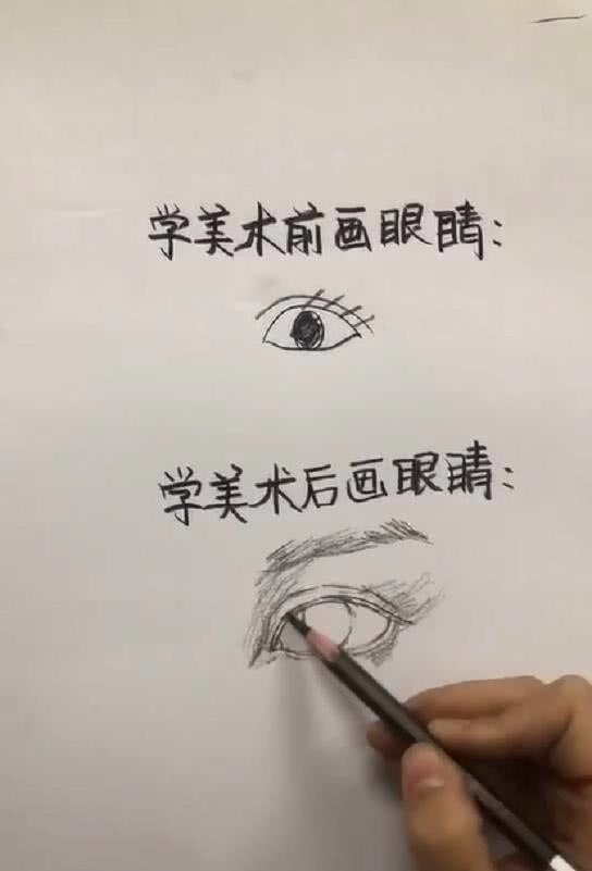 眼睛#普通人VS美术生画眼睛,画风相差太大,看到最后买家秀与卖家秀