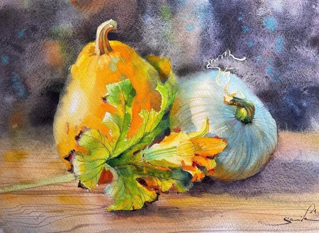 水彩@世界前100名的美女画家,作品深入人心,刚刚画完就被收藏