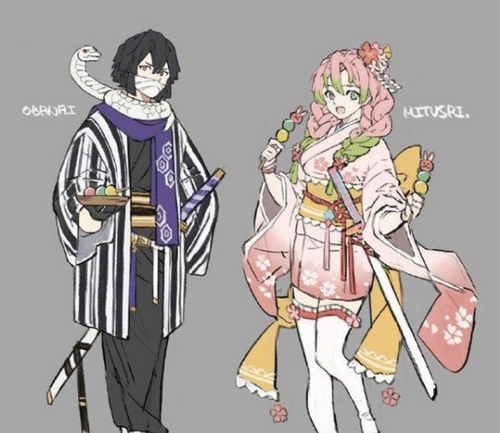 蜜璃|鬼灭之刃的角色穿上和服,甘露寺蜜璃甜度超标,伊之助表情嚣张