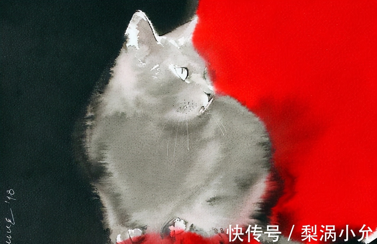 麦穗!水墨是中国传统绘画,老外用它画动物——别说另有一番意境