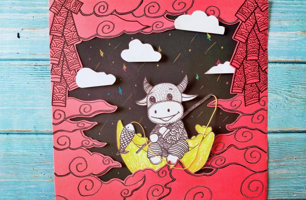  简单|牛年主题创意线描课程：会画小牛就可以，简单又好玩！连老师都忍不住偷学了