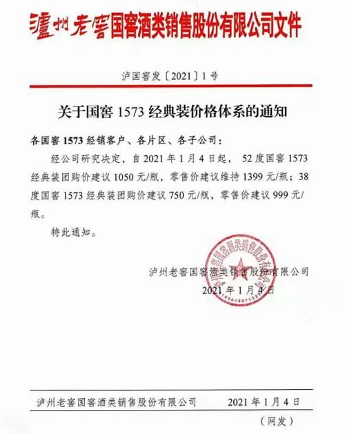 开年涨价，国窖1573全线提价，这波操作有点狠