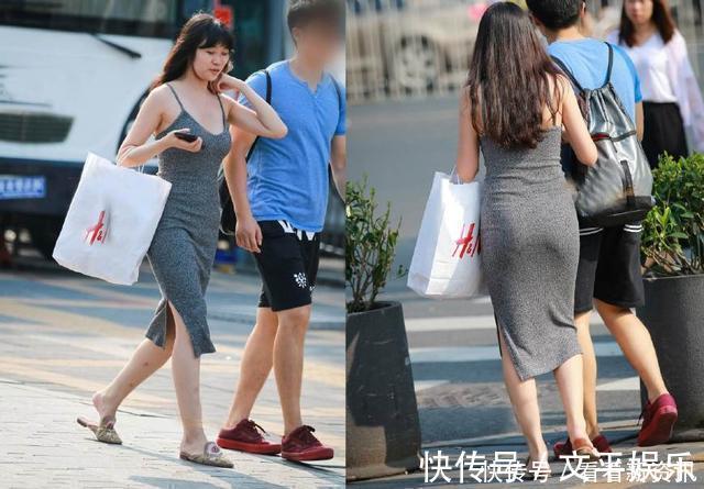连衣裙|街拍穿了针织裙,给人一种朦胧虚幻的美,回头率轻松松