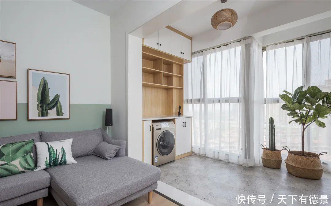 阳台上|阳台上的洗衣柜这样设计，不仅美观实用，还能多出一个洗漱台！