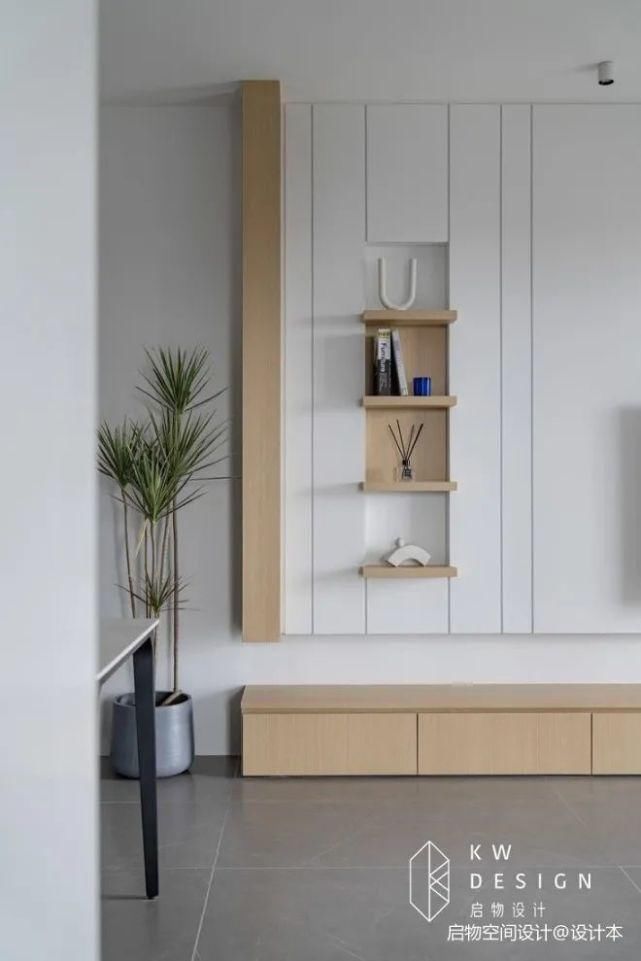 电视柜|76㎡小三居,经典黑白灰+飘窗榻榻米,从玄关美到卧室