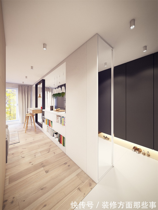 全身镜|81平玄关离地柜子取鞋便捷,转角墙有全身镜,每天都美美出门