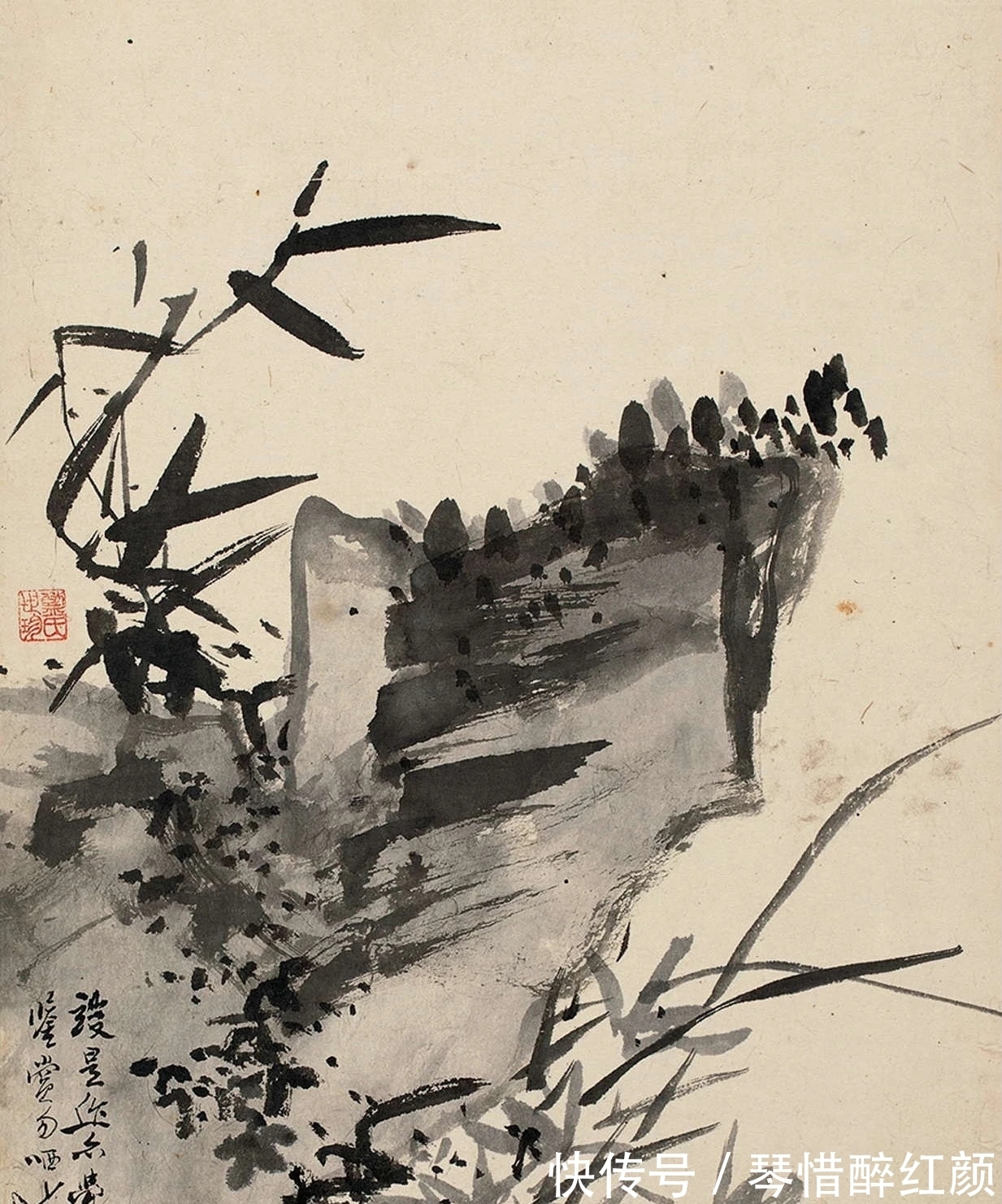 蓝瑛&蓝瑛12张《兰竹石图》,花鸟画最经典的课徒稿