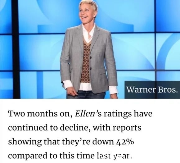 因个人形象崩塌,《艾伦秀》收视率下降严重,艾伦将退出节目组