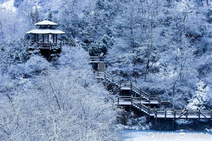 九如山|玉树琼枝，犹如山水画卷！济南九如山再现雾凇奇观