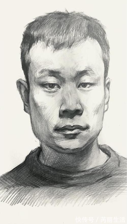 校考!图南画室丨男青年正面素描头像教学讲解丨联考校考素描头像高分卷