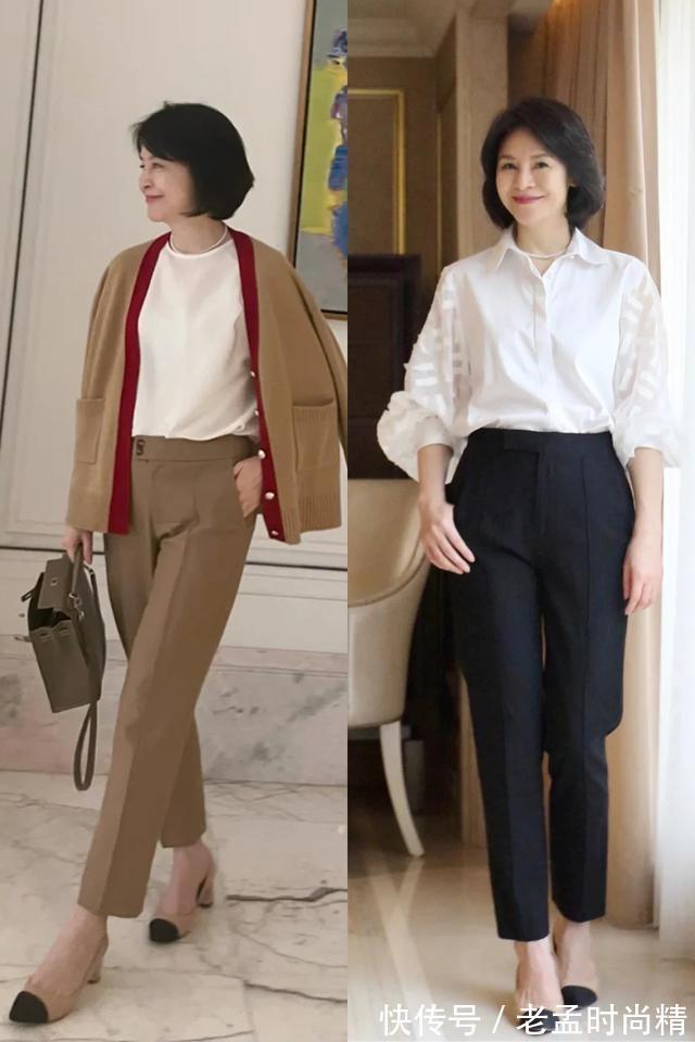 女人|五六十岁的时髦女人,早不穿黑裤子!今秋流行“醋酸裤”,好美