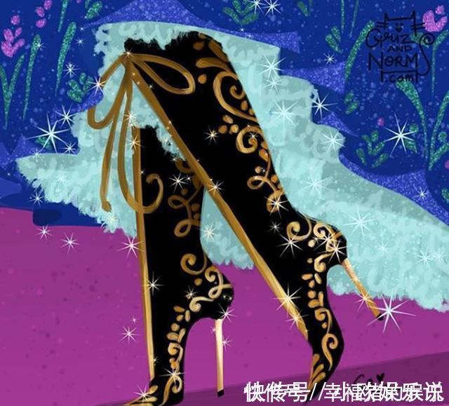 水晶鞋|画师自绘迪士尼公主的鞋子,水晶鞋不算最好看,艾莎公主才惊艳