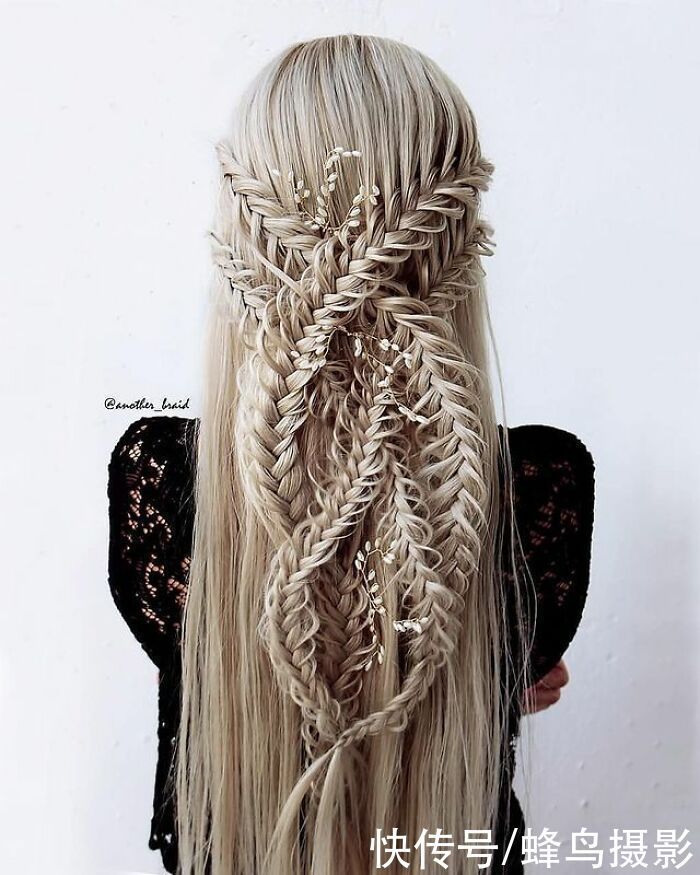 网红达人|65张编发照片,这哪是编头发分明是画画,图3这发型一次要半天