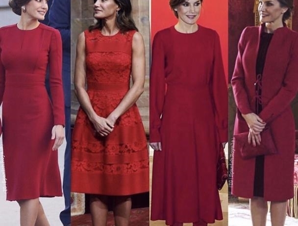 西班牙王后3穿4年前红裙,换掉浓妆散开头发太气质,更具王室风范