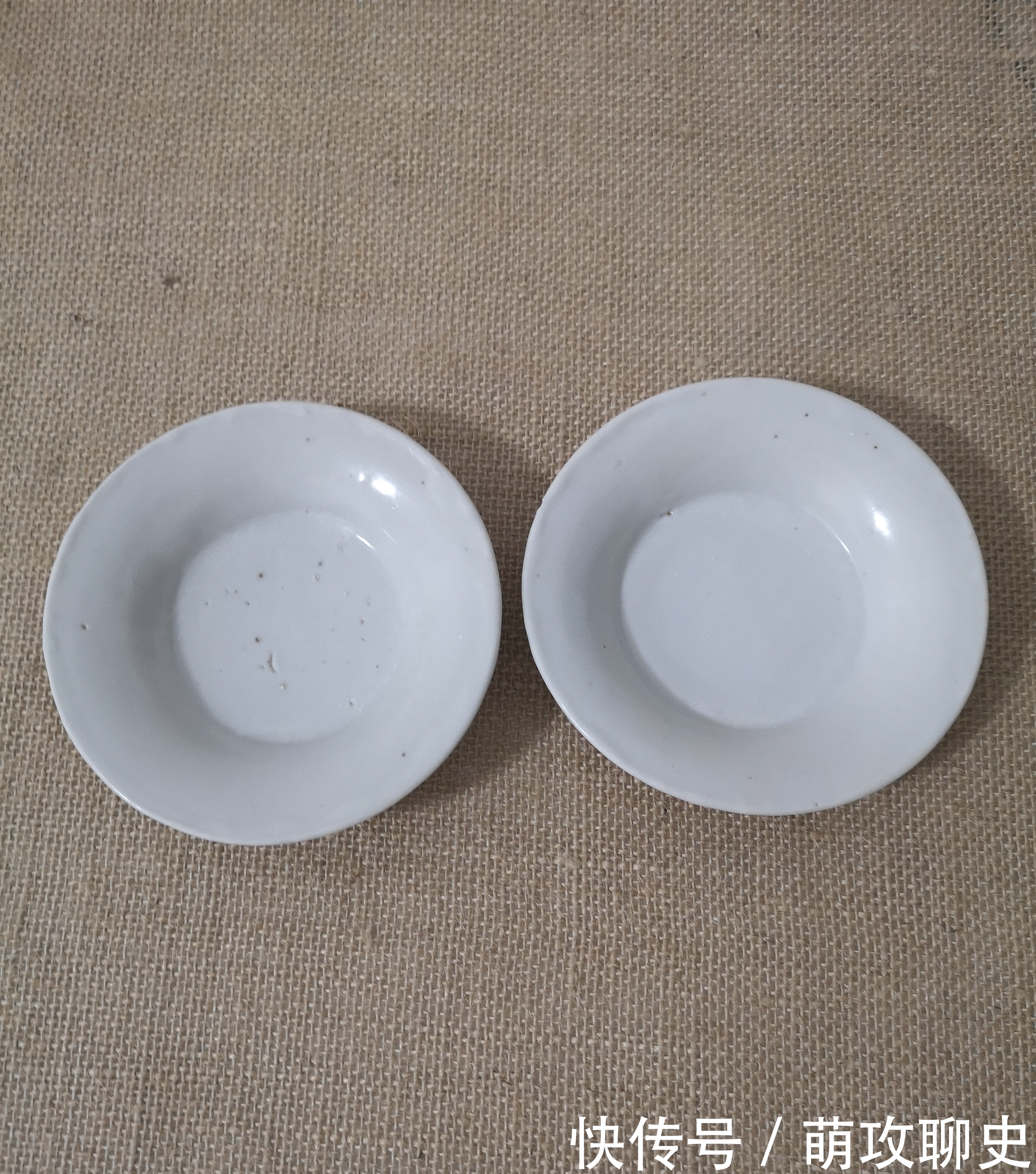 明代甜白釉碟子,一对