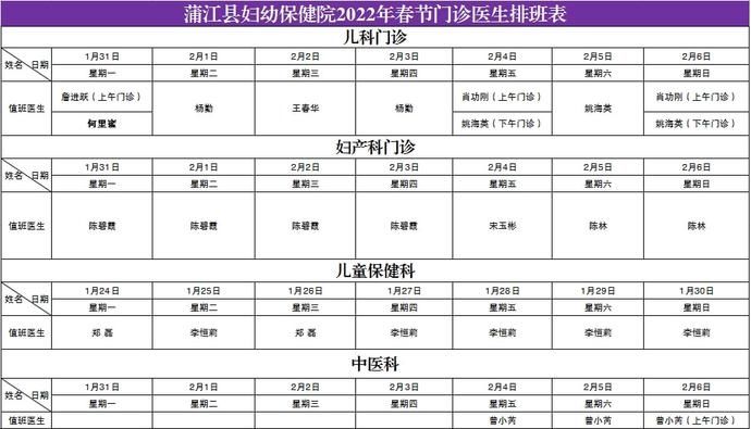 医疗机构|【春节不打烊】蒲江县级医疗机构2022年春节门急诊最新安排出炉