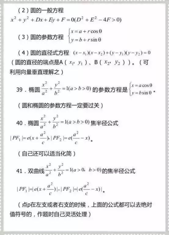 冲刺|2021高考数学冲刺：高中数学99个高频考点及公式