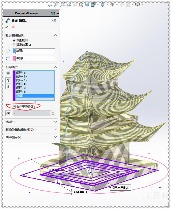 曲面扫描|用SolidWorks画一座古楼，其实一个扫描就能完成