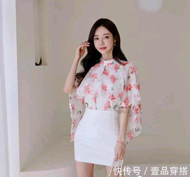 孙允珠|女神孙允珠高清时尚搭配:娇婷雨帘暮春水韵玫瑰蝶袖裙