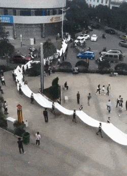 |搞笑GIF:这么长的婚纱,会不会影响交通