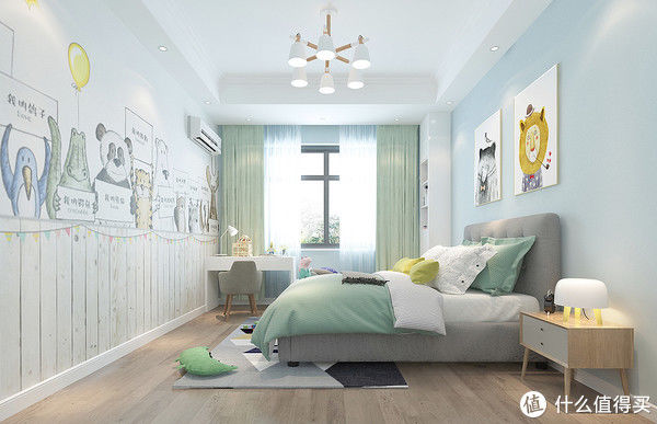 主卧室|187平米的北欧风，简单的线条造型、纯色的墙面、原木韵味有品位