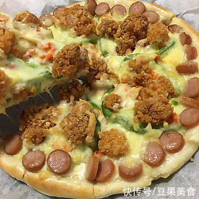 饼底|炸鸡（鸡米花）披萨～自制好吃的披萨饼底