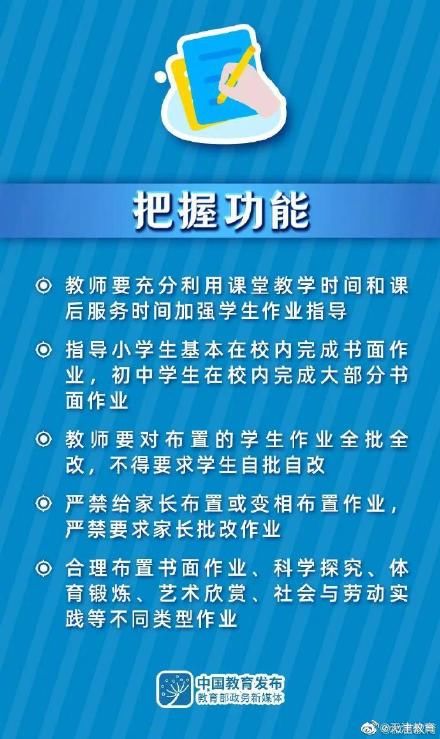 大图！事关中小学生作业，教育部最新要求来了↓↓ ????