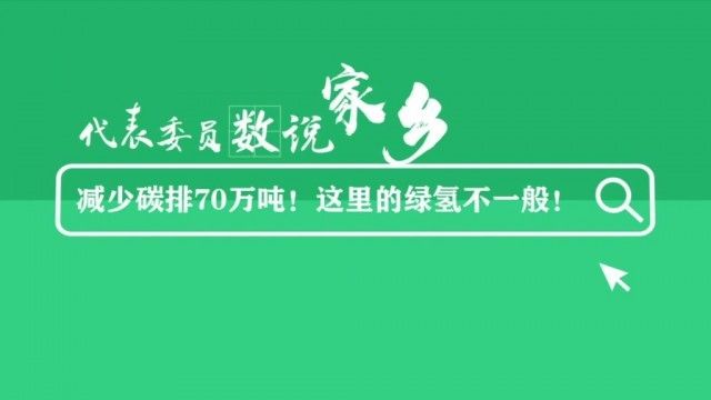 碳排|代表委员数说家乡丨减少碳排70万吨！这里的绿氢不一般！