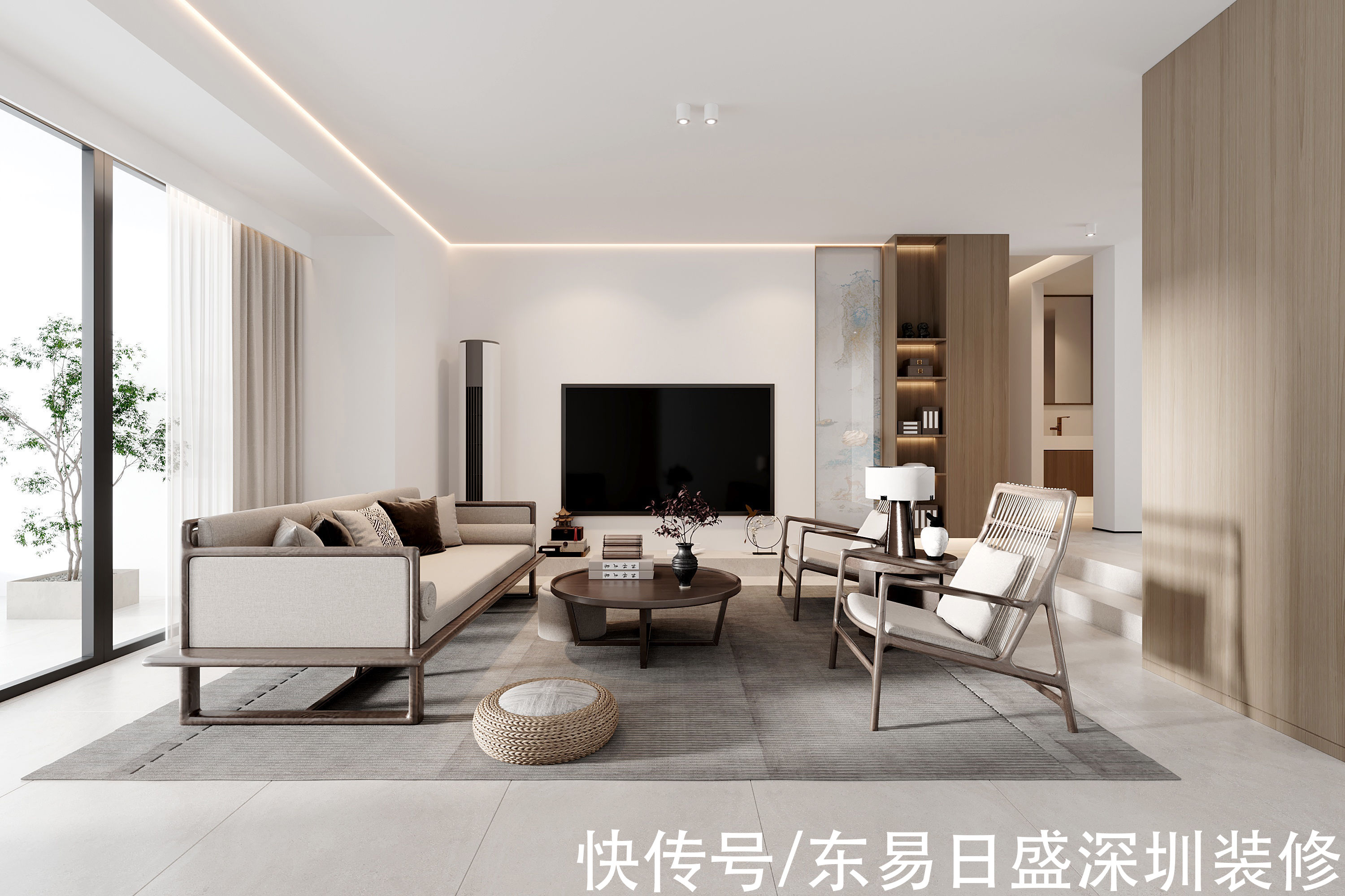 装修|深圳装修：295㎡公园大地极简+新中式，年轻人都爱的设计