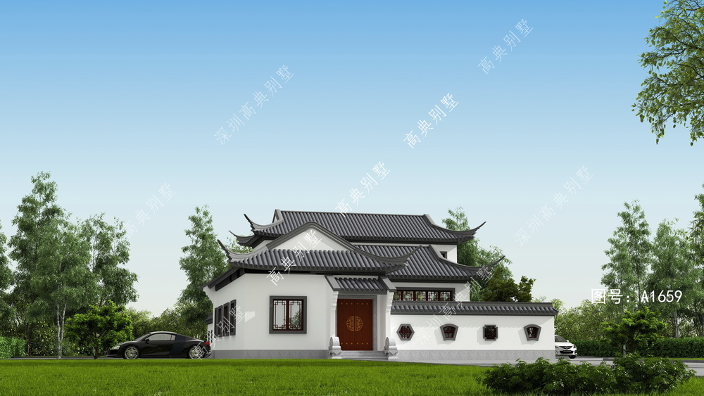 中式别墅|这款典雅中式别墅,超美的中式建筑风格,青砖白墙,优雅迷人。