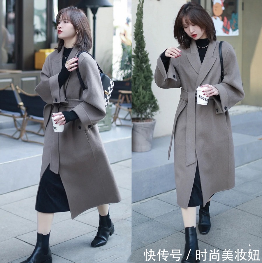 穿搭 梨形身材学会穿“大衣+裙子”,不显胖不臃肿,美得刚刚好