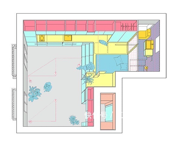 储物空间|国外35㎡公寓,设计师脑洞大开,还是头一次见,储物空间真是一绝
