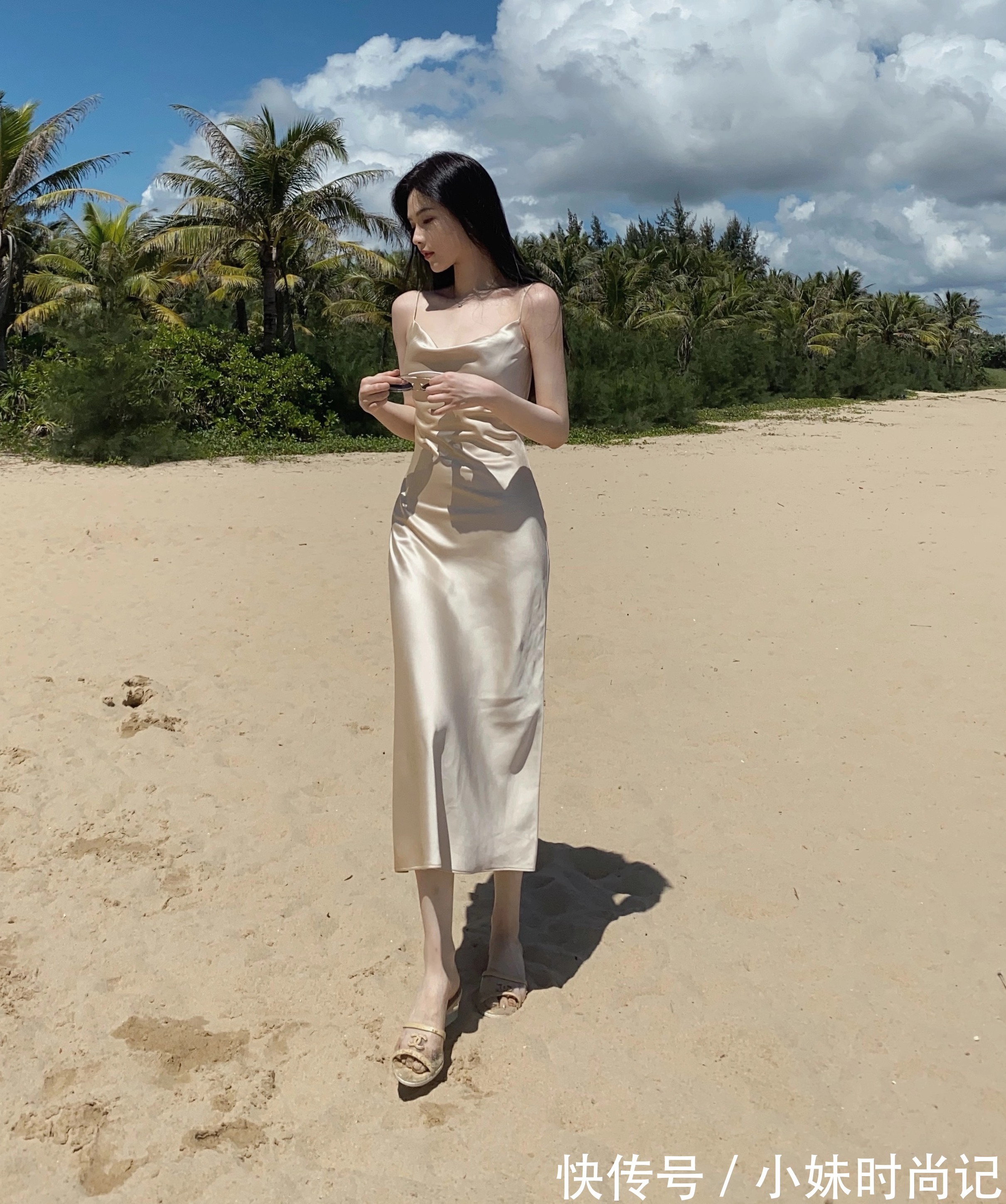 肩带|法式荡领吊带连衣裙,穿出完美性感曲线