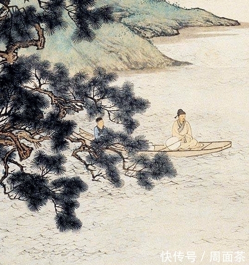 桃花源记!借古人技法,画今人审美,陈少梅绘《松溪泛舟》