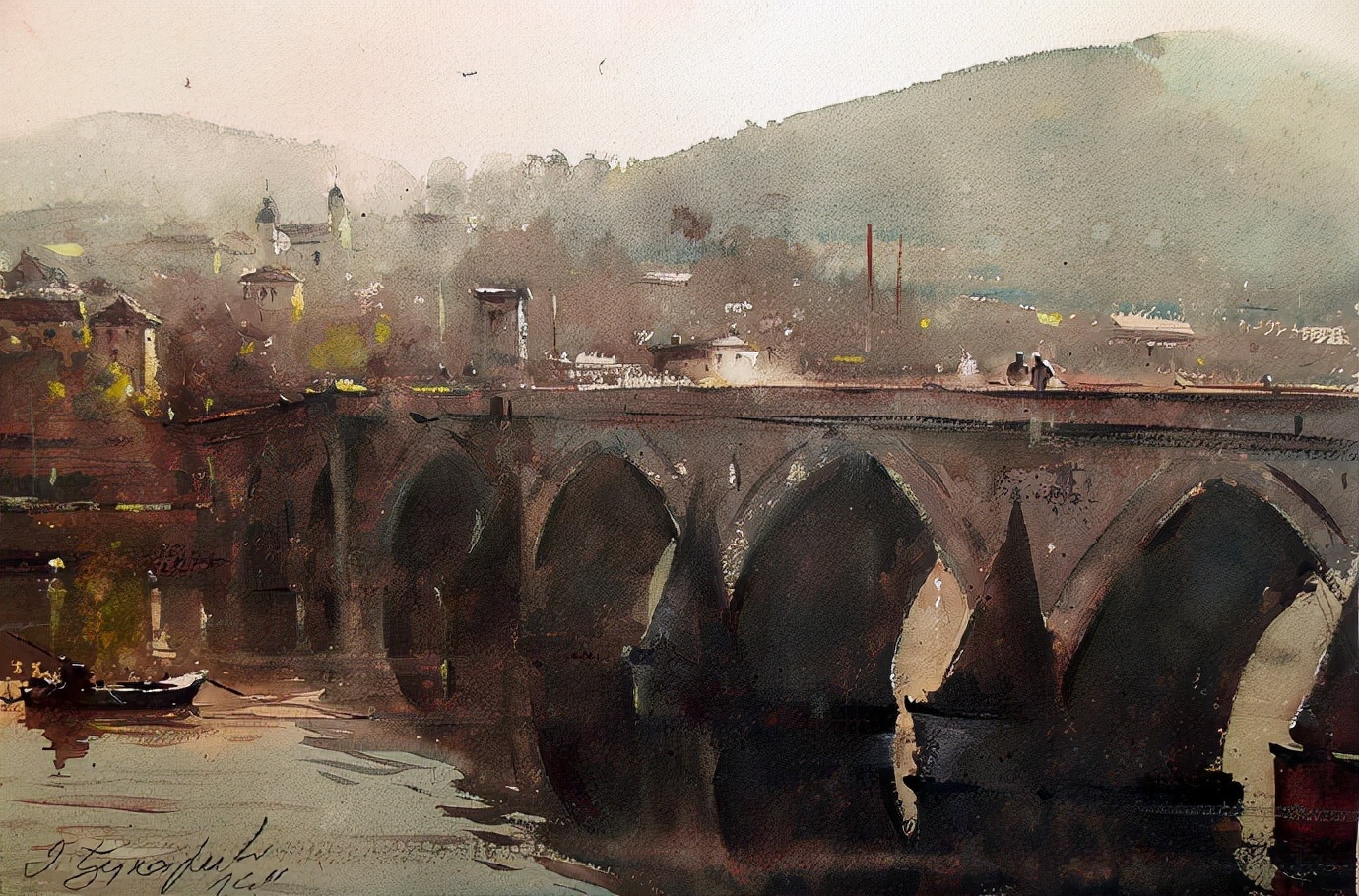 水彩画!水染的建筑与街道,塞尔维亚水彩画大师Dusan Djukaric作品(一)