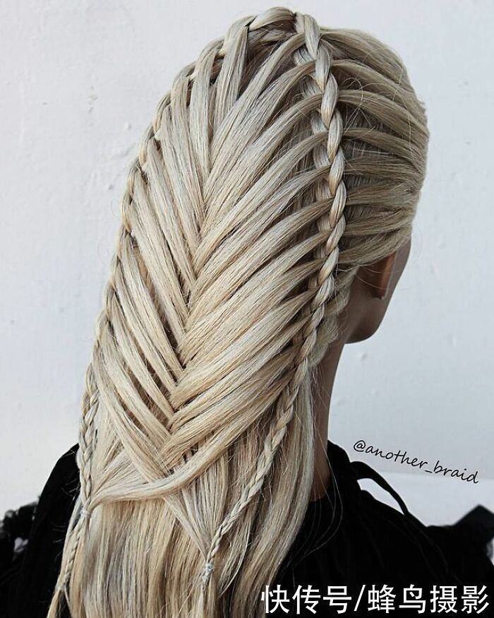 网红达人|65张编发照片,这哪是编头发分明是画画,图3这发型一次要半天