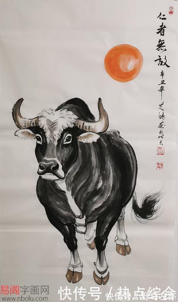 牛气|画家道鸿(孙振伟)画牛:形象逼真惟妙惟肖,牛气冲天鸿运当头