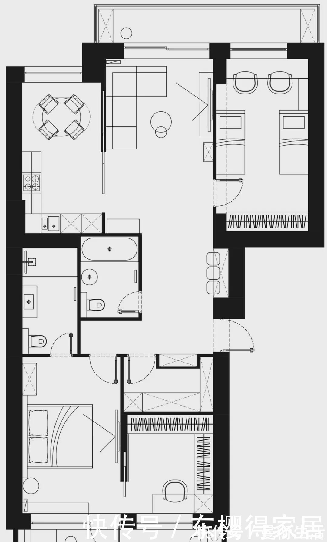 两卧两|90㎡两卧两卫,他爸在主卧中做了个9㎡衣帽间,全家乐开了花!