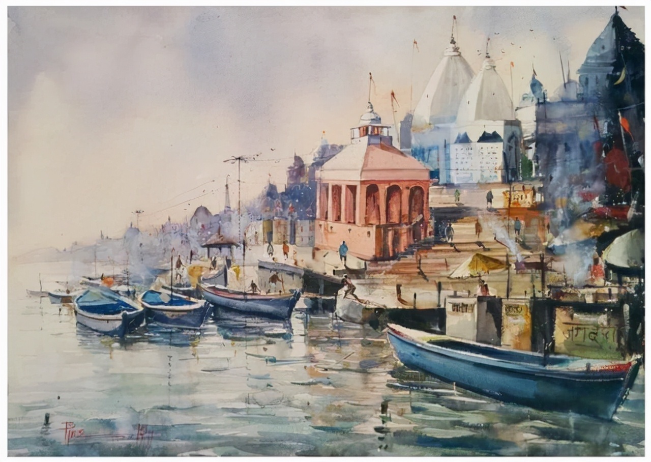 作品$艺术家Pintu sengupta 清新的水彩作品欣赏