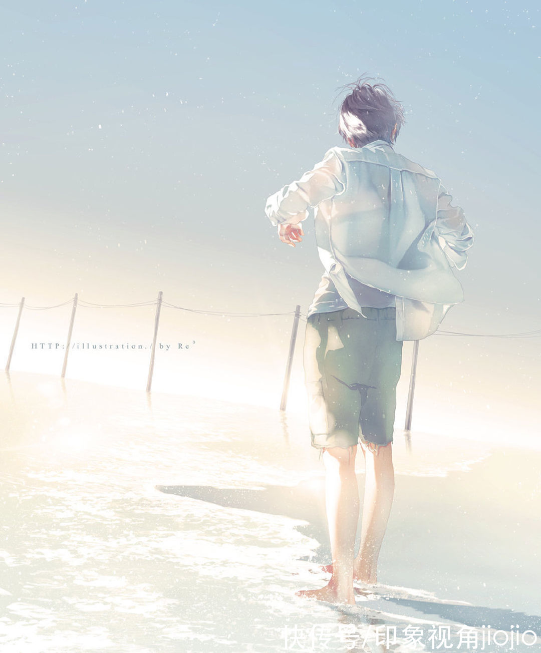 光影！光影中的美少年插画，淡淡的色彩表达颇具美感