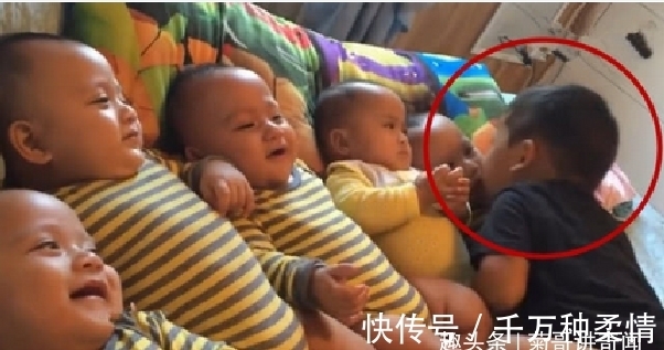 胞胎|3岁哥哥照顾5胞胎弟弟,弟弟们看到哥哥过来,妈妈都觉得省心了