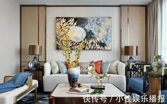 背景墙|168平米四居室，新中式混搭风格轻奢时尚，诗意高端堪称典范