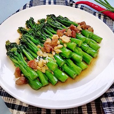 鸡精调|猪油渣炒菜心