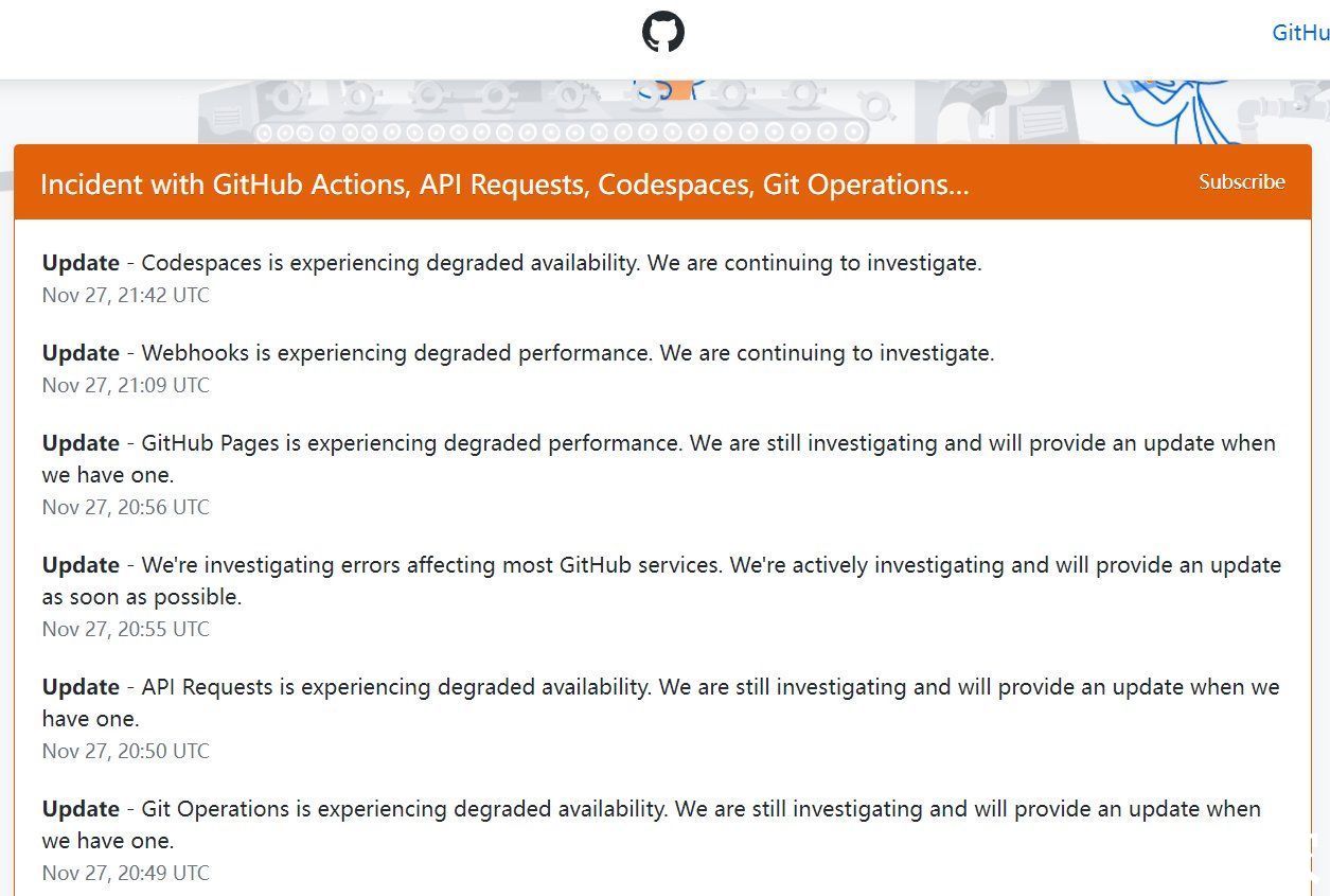微软GitHub|微软 GitHub 宕机数小时，正在全力修复