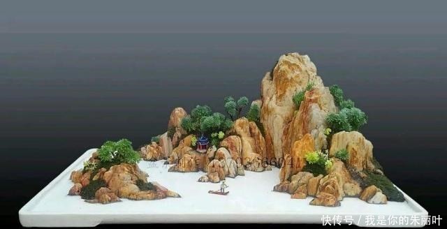 养花|大爷用石头、盘子来养花,布局造景,这就是山水盆景的魅力!