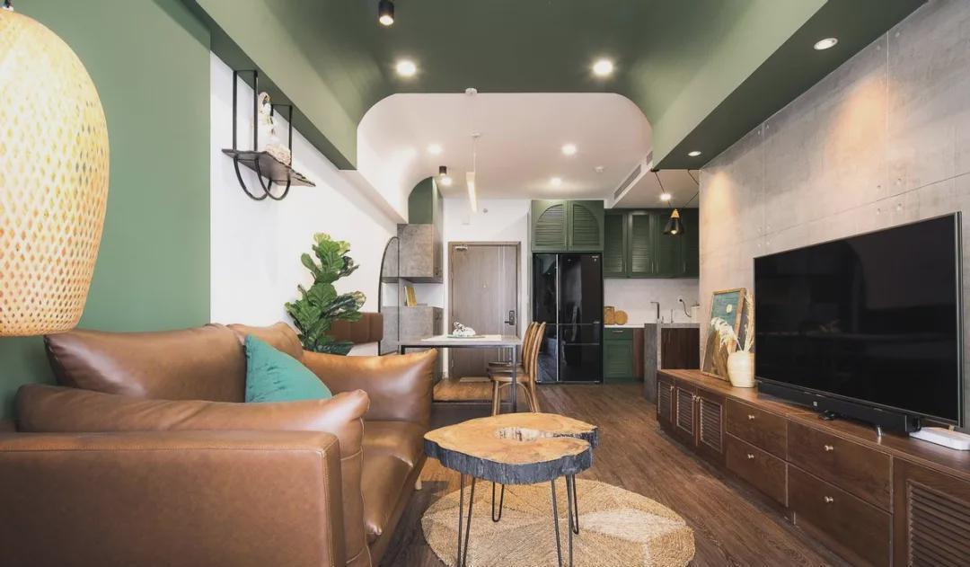 复古绿|78㎡装出2卧室+书房+衣帽间，并用复古绿填满，小户型值得借鉴