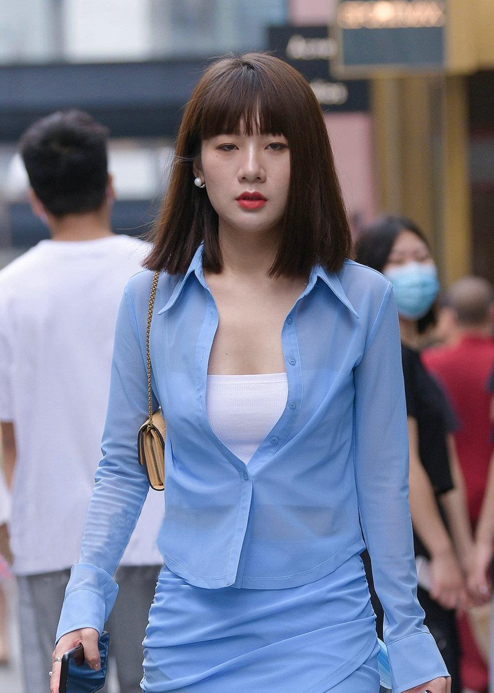 打底裤|蓝色两件套裙子时尚漂亮,有着迷人的风情同时好搭配