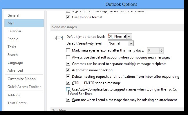 (outlook管理员已禁用此功能)如何禁用(或清除)Outlook 2013中的自动完成功能